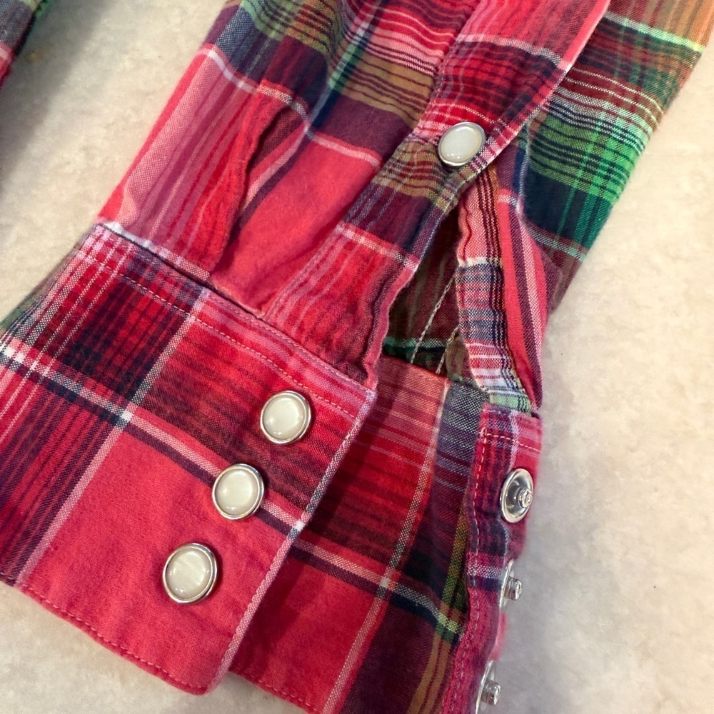 Polo Ralph Lauren Madras Western Red and Green Plaid Shirt - Picture 5 of 11